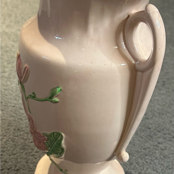 Vintage Hull Art Pink Flower Tulip Vase 13” Tall Pottery USA Double Handle - Picture 5 of 5